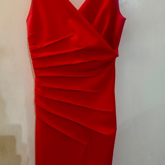 Bright Red Ruched Dress - size 10 Excellent Condition. Sexy Evening Body Con - Picture 2 of 8
